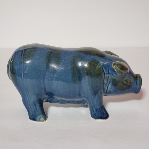 Blue Pig Glazed Figurine Piggy Décor - Picture 6 of 11